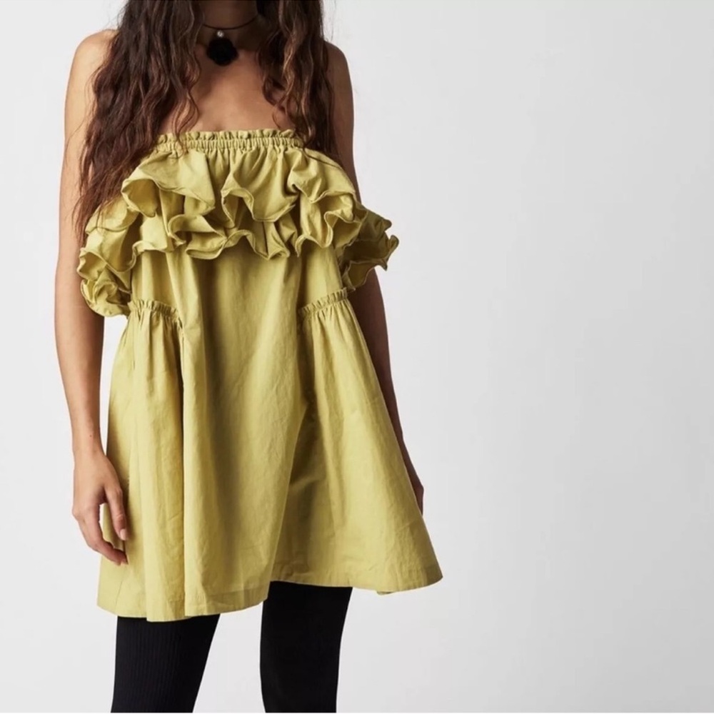 Free people ruffle minipalm leaf olive frill oversized silhouette should…